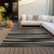 8' X 10' Black Brown And Ivory Striped Washable Indoor Outdoor Area Rug
