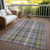 8' X 10' Gray Plaid Washable Non Skid Indoor Outdoor Area Rug