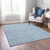 8' X 10' Denim Blue And Ivory Geometric Washable Indoor Outdoor Area Rug
