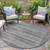 8' Pewter And Charcoal Round Striped Washable Indoor Outdoor Area Rug