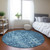 8' Blue Round Ikat Washable Indoor Outdoor Area Rug