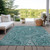 8' X 10' Teal Blue Aqua And Ivory Paisley Washable Indoor Outdoor Area Rug