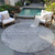8' Gray Silver And Charcoal Round Abstract Washable Indoor Outdoor Area Rug Transitional Style - Gray, Silver, Charcoal Color