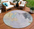 8' Lavender And Gold Round Abstract Washable Indoor Outdoor Area Rug