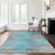10' X 14' Teal Blue Charcoal And Gray Abstract Washable Indoor Outdoor Area Rug