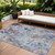 9' X 12' Navy Blue And Sky Blue Floral Washable Indoor Outdoor Area Rug