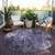 8' Purple And Ivory Round Abstract Washable Indoor Outdoor Area Rug - Purple, Ivory