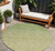 8' Artichoke Green And Beige Round Geometric Washable Indoor Outdoor Area Rug