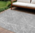 9' X 12' Gray Ivory And Silver Abstract Washable Indoor Outdoor Area Rug