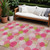 10' X 14' Pink Green And Ivory Polka Dot Washable Indoor Outdoor Area Rug