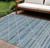 8' X 10' Denim Blue And Teal Blue Geometric Washable Indoor Outdoor Area Rug