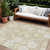 10' X 14' Beige And Ivory Floral Washable Indoor Outdoor Area Rug