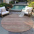 8' Brown And Copper Round Abstract Washable Indoor Outdoor Area Rug - Brown, Copper