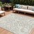 10' X 14' Ivory And Beige Damask Washable Indoor Outdoor Area Rug - Ivory, Beige