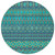 8' Teal Blue And Navy Blue Round Quatrefoil Washable Indoor Outdoor Area Rug
