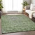 9' X 12' Fern Green Oriental Washable Indoor Outdoor Area Rug