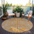 8' Copper And Gray Round Animal Print Washable Indoor Outdoor Area Rug