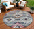 8' Gray Charcoal And Silver Round Southwestern Washable Indoor Outdoor Area Rug