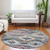 8' Gray Charcoal And Silver Round Southwestern Washable Indoor Outdoor Area Rug