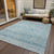 9' X 12' Teal Blue And Ivory Trellis Washable Indoor Outdoor Area Rug