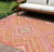 8' X 10' Coral Pink And Ivory Tribal Washable Indoor Outdoor Area Rug
