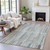 10' X 14' Teal Blue And Brown Striped Washable Indoor Outdoor Area Rug - 880016522341