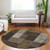 8' Chocolate Ivory And Gold Round Striped Washable Indoor Outdoor Area Rug