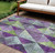 10' X 14' Purple And Lime Green Geometric Washable Indoor Outdoor Area Rug