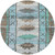 8' Brown And Teal Blue Round Tribal Washable Indoor Outdoor Area Rug