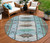 8' Brown And Teal Blue Round Tribal Washable Indoor Outdoor Area Rug
