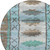 8' Brown And Teal Blue Round Tribal Washable Indoor Outdoor Area Rug