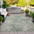 10' X 14' Artichoke Green And Teal Blue Abstract Washable Indoor Outdoor Area Rug