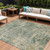 10' X 14' Artichoke Green And Teal Blue Abstract Washable Indoor Outdoor Area Rug