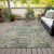 10' X 14' Artichoke Green And Teal Blue Abstract Washable Indoor Outdoor Area Rug