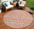 8' Salmon And Ivory Round Geometric Washable Indoor Outdoor Area Rug - Salmon, Ivory
