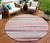 8' Pink Ivory And Gray Round Striped Washable Indoor Outdoor Area Rug