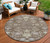 8' Brown Beige And Green Round Floral Washable Indoor Outdoor Area Rug