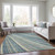 9' X 12' Sky Blue Beige And Tan Striped Washable Indoor Outdoor Area Rug