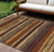 8' X 10' Chocolate Beige And Copper Striped Washable Indoor Outdoor Area Rug