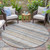 8' Gray And Silver Round Striped Washable Indoor Outdoor Area Rug - 880016810400