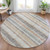 8' Gray And Silver Round Striped Washable Indoor Outdoor Area Rug - 880016810400