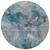 8' Teal Blue And Navy Blue Round Abstract Washable Indoor Outdoor Area Rug