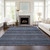 8' X 10' Denim Blue And Gray Striped Washable Indoor Outdoor Area Rug
