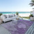 9' X 12' Lilac Abstract Washable Non Skid Indoor Outdoor Area Rug