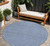 8' Navy Blue And Gray Round Geometric Washable Indoor Outdoor Area Rug