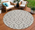 8' Taupe And Ivory Round Geometric Washable Indoor Outdoor Area Rug - Taupe, Ivory