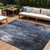 9' X 12' Blue And Ivory Abstract Washable Indoor Outdoor Area Rug - Blue, Ivory