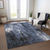 9' X 12' Blue And Ivory Abstract Washable Indoor Outdoor Area Rug