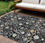 8' X 10' Black Ivory And Gray Oriental Washable Indoor Outdoor Area Rug