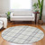 8' Silver And Gray Round Plaid Washable Indoor Outdoor Area Rug